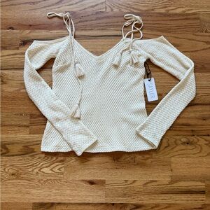 Saylor Cream Thermal Knit Long Sleeve Top •S•